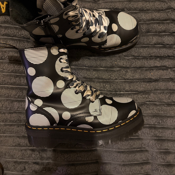 Dr. Martens Shoes - Women's Dr. Martens Jadon Black White Polka Dot Lace Up Boots US 8 UK6 EUC